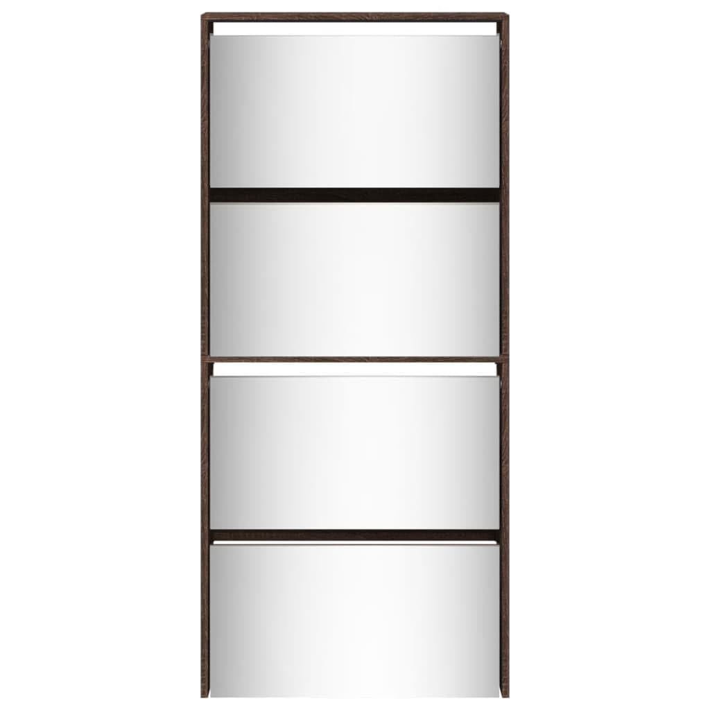 Scarpiera alta stretta con 4 cassetti a specchio, elegante, per corridoio, salvaspazio, credenza moderna a specchio, 63 x 17 x 134 cm