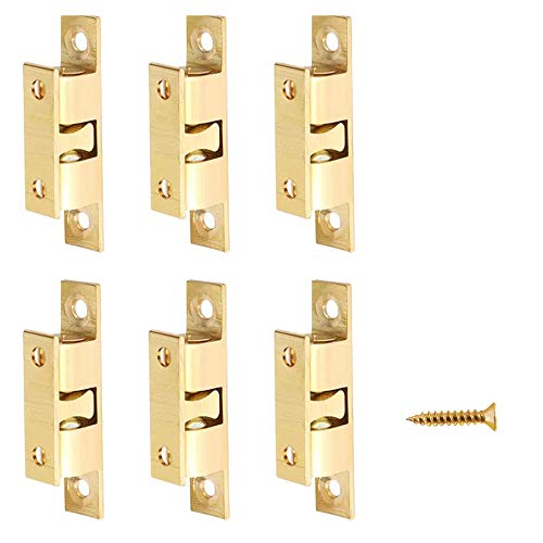 Door Catches, 6 Pieces 50mm Double Roller Catch Heavy Duty Brass Cupboard Door Catch Balls Roller Furniture Latch, Strong Lock for Cupboard Drawer Cabinet Wardrobe