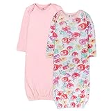 HonestBaby 2-Pack Organic Cotton Sleeper Gowns, Rose Blossom, 0-6 Months