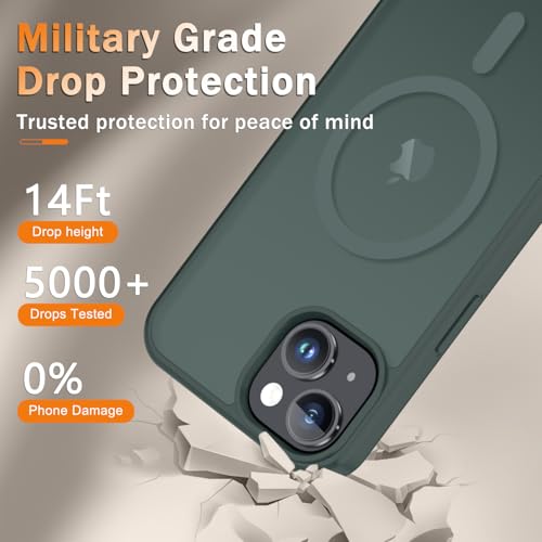 Image of YENAPOON for iPhone 15 Plus Case, iPhone 14 Plus Case, Matte Magnetic Phone Cover with 1 Screen Protector [Support for MagSafe] [Shockproof Military Grade Protection] Translucent Frosted Back, Gray