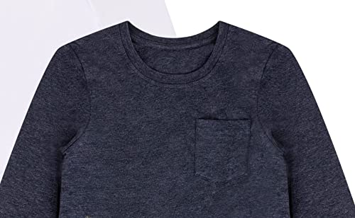 Boys Long Sleeve Pocket Shirts - 4-Pack Jersey Pocket and Crewneck Tee Shirts Tagless.3