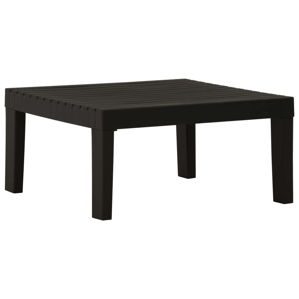 Juego de 4 muebles de jardín de plástico gris con cojines, conjunto de asientos con respaldo, mesa estable para bebidas y aperitivos, hasta 110 kg por asiento, sofá de jardín de fácil cuidado