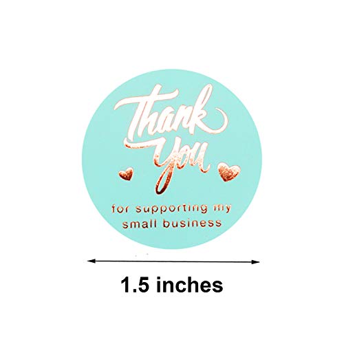 Nswdylo Thank You Stickers Roll 500Pcs 1.5” Thank You For Supporting My Small Business Stickers With 4 Designs Gold Foil Thank You Stickers Labels For Business Blue Thank You Small Business Stickers #TOP5