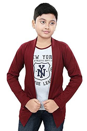 Image of Boy's Cotton White Printed T-Shirt with Blue Jacket Shrug