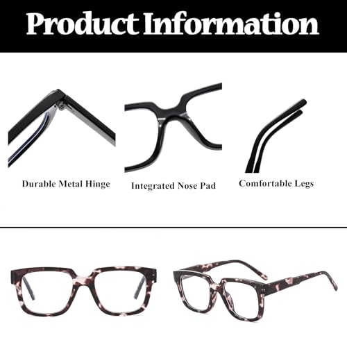Image of LJCZKA Blue Light Blocking Glasses for Women Men Retro Square Frame Eyeglasses Anti Eyestrain Eyewear Computer Glasses