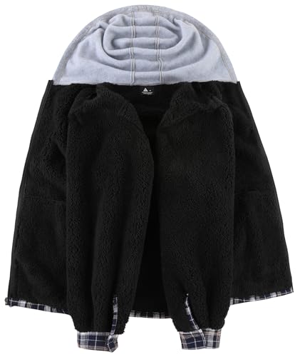 ZITY Men's Flannel Fleece Hoodie Plaid Sherpa Lined Jackets Zip Up With Pocket4