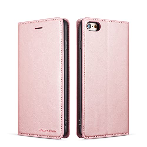 Étui iPhone 17e 16e Rose Gold QLTYPRI Housse Portefeuille en Cuir
