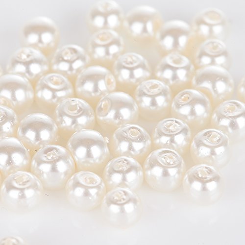 パールクリエイト 小粒 グラスパール 両穴 4mm 100個 オフホワイト ナチュラル色 ピアスパーツのサムネイル