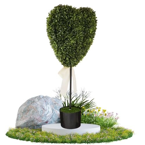 Naqqios Pequeñas plantas artificiales en macetas, verde artificial, plantas artificiales para exteriores en macetas, para salón, jardín, terraza, balcón, como decoración para primavera y San Valentín