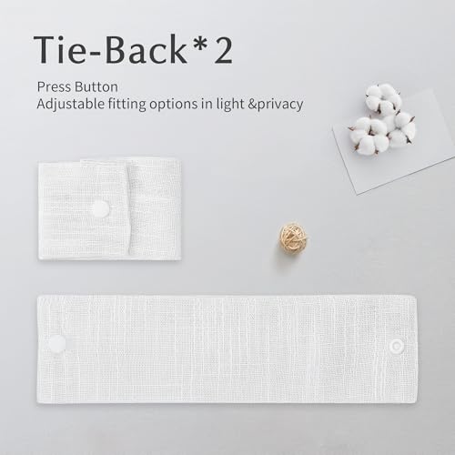 FMFUNCTEX Side Light Curtains White 72 Inch Linen Texture Semi Sheer French Door Panels for Glass Door Window - 24 Inches Long - 2 Panels by FMFUNCTEX - Image 4