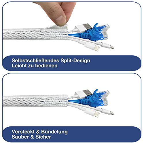 Palazen 3m Kabelschlauch Selbstschließend, 12-20mm Kabelkanal, Flexibel gewebter Kabelschutz zuschneidbar… – Ansicht 4