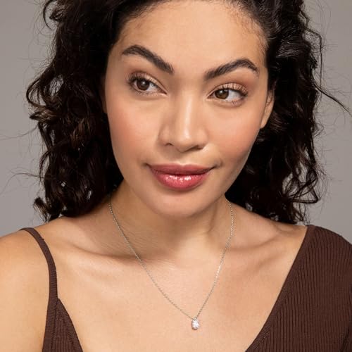 Pavoi 20C-N05-W 14K Gold Plated Sterling Silver Post Faux Diamond Oval Solitaire Pendant Halo Necklace In White Gold thumb #3