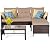 Tangkula Patio Corner Sofa Set 3 Piece, Outdoor Rattan Sofa Set, Includes Lounge Chaise, Loveseat & Coffee Table, Patio Garden Poolside Lawn Backyard Furniture
