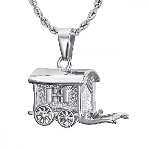 Preisvergleich Produktbild BOBIJOO JEWELRY - Anhänger Halskette Wohnwagen Verdine Karawane, Reisende, Zigeuner Edelstahl 316L Kette