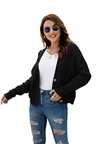 TASAMO Women's Long Sleeve Knit Sweater Open Front Cardigan Button Loose Outerwear4