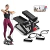 Sunny Health Fitness Mini Steppers for Exercise at Home Stair Step Workout Machine Full Body Cardio Equipment with Optional Free SunnyFit App Connection and Resistance Band