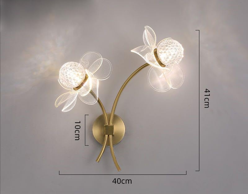 Image of Modern Gold Flower Wall Light with 3-Color LED | Minimalist Metal & Acrylic Wall Lamp for Living Room & Bedroom | Wall Mount Decorative Light Fixture for Home Decoration & Office
