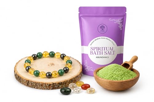 Image of Abundance Bath Salt 200g with Wealth Bracelet | Money Magnet Combo for Prosperity, Wealth Attraction & Positive Energy | Spiritual Healing Bath Salt & Manifestation Bracelet for Men & Women