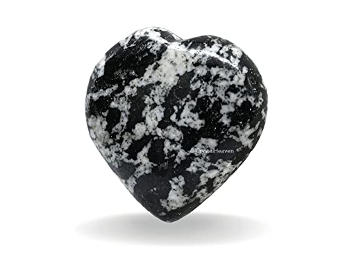 Image of Crystal Heaven Black And White Tourmaline Heart Palm Pebbles Stones For Anxiety Stress Relief Massage-Aaa Grade Original Healing Gemstone Agate Heart Palm Stone For Yoga Meditation Spiritual