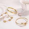 GIVCHO 18K Gold Plated Nail Love Bangle Bracelet Set for Women Stackable Floral Clover Adjustable Tennis Bracelet Non Tarnish Gift Jewelry for Christmas Valentines Birthday Mother's Day (Gold) #4