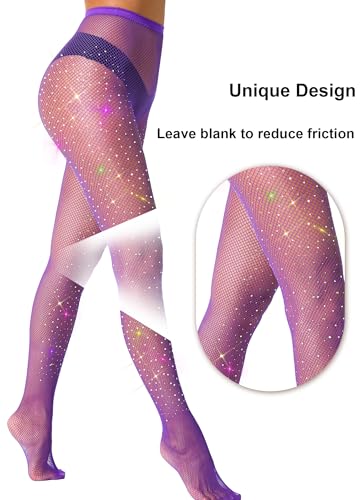 Image of VEBZIN More Sparkly Fishnets Tights Fishnet Stockings Rhinestone Fishnet Tights for Women