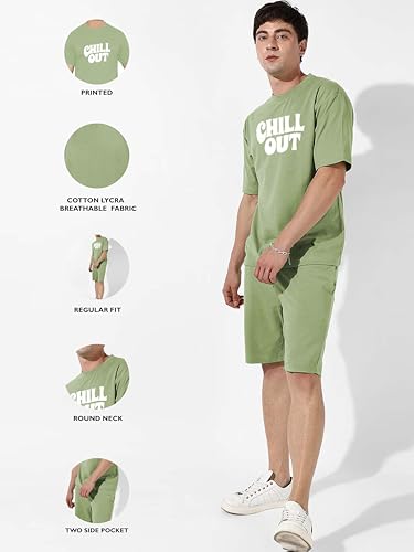 Image of Zombom Men's Co Ord Set || Cotton Lycra Printed Night Dress for Men || Sleepwear Pajama Set for Men || Casual Home Wear Set || Shorts Pajamas Set || Night Suit for Adults