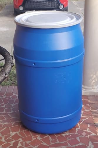 Image of 55-Gallon Open Head Water Storage Barrel, BPA Free, Emergency Water Supply - Eco Friendly - Lever-Lock Lid - Made in USA (Blue)