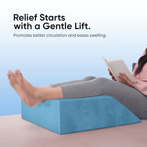 Image of Frido Leg Elevation Wedge Pillow for Edema, Varicose Veins, Fracture | High Resilience Foam Cushion for Leg, Knee & Thigh Support | Back Pain & Swelling Relief | Lightweight (Teal Blue)