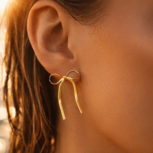 Image of Rubans Demi Fine Stainless Steel Stud Earrings Daily Gift for Women & Girls
