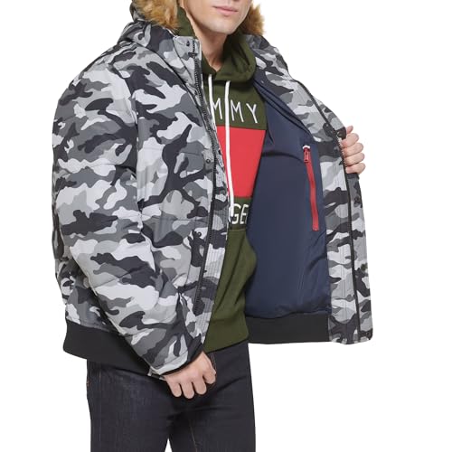 Image of Tommy Hilfiger Men's Arctic Cloth Quilted Snorkel Bomber Jacket (Standard and Big & Tall)