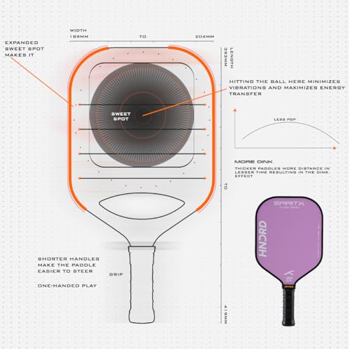 Image of Hundred Spirit X Pop - Pickleball Paddle | 13mm Core | Wide Body Power Paddle | Enhanced Sweet Spot | Ideal for Beginners & Intermediate Players | Free Paddle Bag