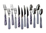 Purple Handle Silverware Flatware Gibson Home Retro Diner Economy 12 Piece Flatware Service for 4...