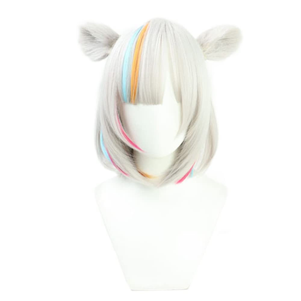 Long Straight Blue Mixed Purple Conversion Wig Lifelike Daily Synthetic Hair Full Head Cover Daily Cute Anime Halloween Carnival Comic Exhibition Hair Natural Ombre Wigs with Bangs