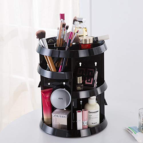 Bod 360 Grado Giratorio de Almacenamiento cosmético Caja de Almacenamiento cosmético Rack Giratorio Estante de la joyería,Black