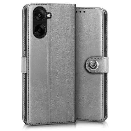 Image of WOW IMAGINE Shock Proof Flip Cover Back Case for 1+ OnePlus Nord CE 5 5G (Magnetic Button Flip Case | Wallet Pockets & Stand | Leather Finish | Stone Grey)