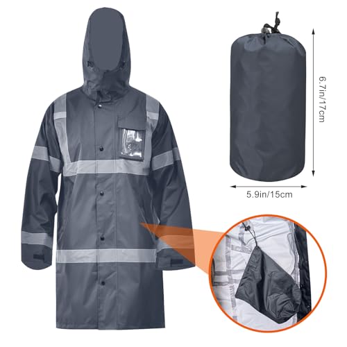 Image of A-SAFETY High Vis Rain Jacket Trench Coat &Safety Rain Jacket RIVER OTTER Rain Bibs ANSI Class 3