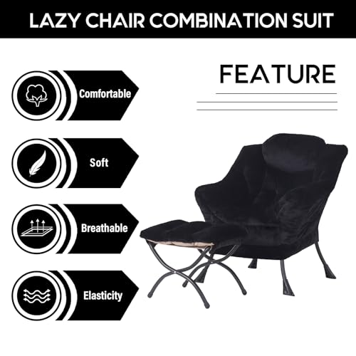 Image of LITA Modern Accent Leisure Upholstered Sofa Chair, Lounge Reading Chair with Armrests and a Side Pocket for Living Room, Bedroom & Small Space, Plush Black
