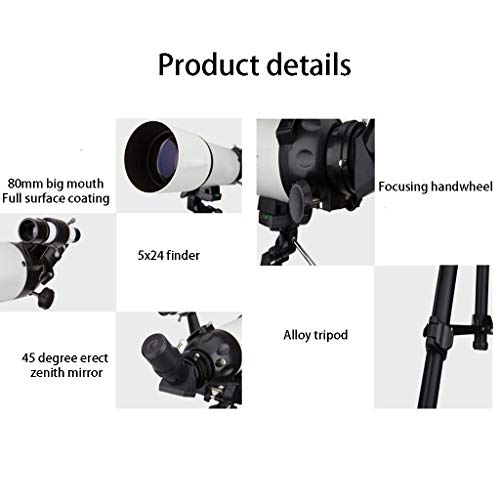 Telescopio para principiantes 80 mm con trípode ajustable y mochila miniatura 7