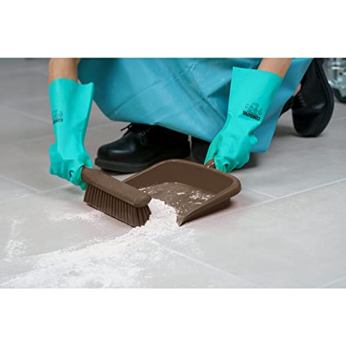Image of SPARTA Large Handheld Dustpan with Hanging Hole, Heavy-Duty Plastic Dustpan with Wide Lip for Countertops and Surfaces, Plastic, 10 Inches, Brown, (Pack of 12)