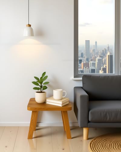 Image of SBF Furniture Mini Rectangle Side Table, 35 cm, Matte Finish, Modern Minimalist Design, 4 Angled Legs (Yellow)