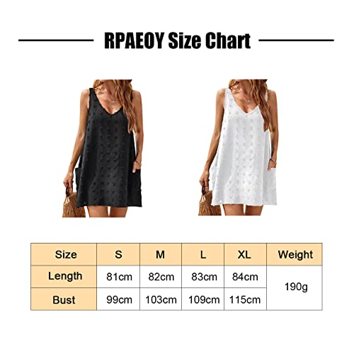 RPAEOY Robe de Plage Sans Manches V-Cou Mini avec Pochette Sexy Cache-Maillots et Sarongs Été Maillot de Bain Bikini Cover Up Bohème Beachwear – vue 5