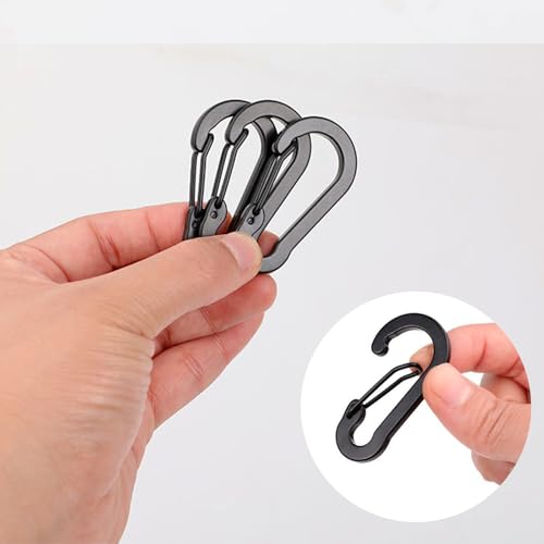 10 Stück Karabinerhaken Klein Schwarz,Karabiner Schlüsselanhänger,Karabiner Klein,Aluminium D-Ring Karabiners Schlüsselanhänger,Carabiner Schwarz,für Outdoor Sport,Camping,Reisen,Wandern,Angeln