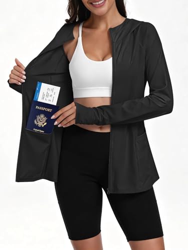 SeSe Code Travel Hoodie With Eye Mask Zip Up Sun Protection Lightweight Jacket With Pockets Airplane Outdoor Sleep Black XL — view 3