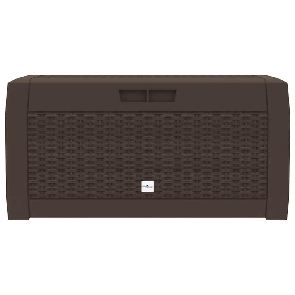 Caja de almacenaje de polipropileno con tapa (119 x 48 x 60 cm), color marrón para jardín, terraza, caja de cojines con asa y tapa bloqueable para cojines