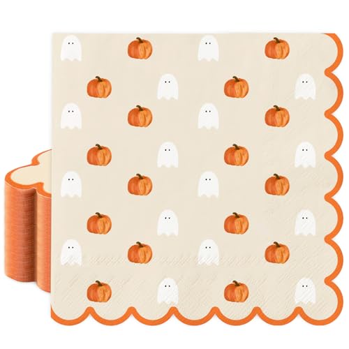 Serviettes en papier festonnées automne de 50 pièces pour décoration de table repas de fête