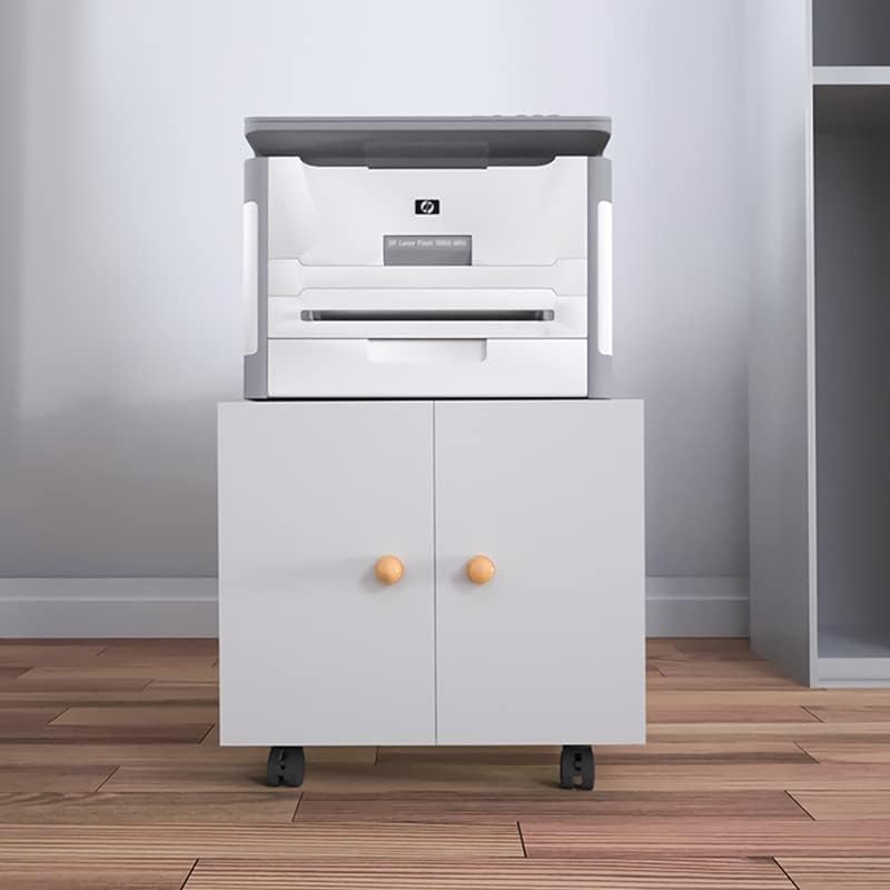 Miniatura 3 de AMNOOL Organizador de muebles de oficina, organizador de gabinete de acero de 2 puertas, base rodante móvil, soporte de escritorio para impresora de