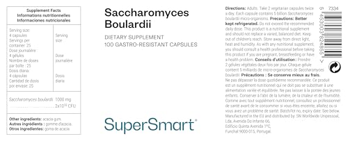 Saccharomyces Boulardii – 20 Milliarden KBE pro Tagesdosis – Probiotische Hefe – Hitzestabil & Vegan – 60 Kapseln – SuperSmart