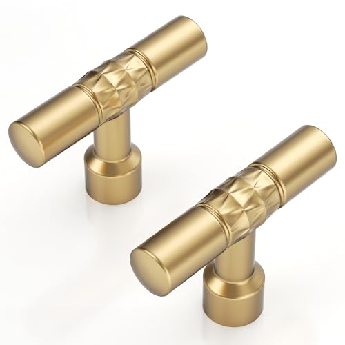 9BUILD 10 Pack Champagne Bronze Cabinet Knobs Modern Kitchen Hardware for Cabinets Knob Champagne T Bar Dresser Knob Zinc Drawer Knobs