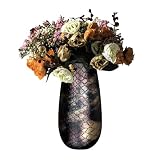 9.8 Inch Leather Vase for Home Decor -Large,Minimalist Vintage Home Decor,Suitable for Coffee Table,Living Room,Bookshelf,Office,Entryway,Holiday & Weddings(Golden, 5.1 * 10IN)