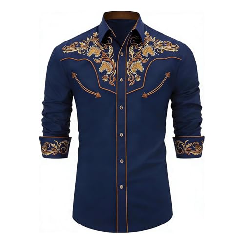Chemise cowboy homme manches longues coupe fine style rétro américain